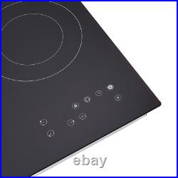 24 Built-in Electric Ceramic Cooktop 3 Burners Stove Touch Control, 2600W Total