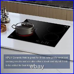 24 Built-in Electric Cooktop 6400W Ceramic 4 Burners Timer Touch Control