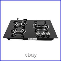 24 Built-in Gas Cooktop 3 Burner Gas Stovetop With Thermocouple Protection