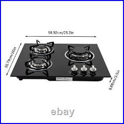 24 Built-in Gas Cooktop 3 Burner Gas Stovetop With Thermocouple Protection