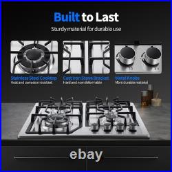 24 Built-in Gas Cooktop Gas Stove Top 4 Burner Stainless Steel NG/LPG Dual Fuel