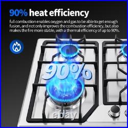 24 Built-in Gas Cooktop Gas Stove Top 4 Burner Stainless Steel NG/LPG Dual Fuel