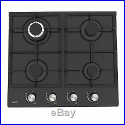 24 Built-in Gas Cooktop Stove LPG/NG Gas Hob with4 Booster Burners Tempered Glass