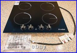 24'' Electric Cooktop 4 Burners Drop In Induction Glass Stove Top Knob Control