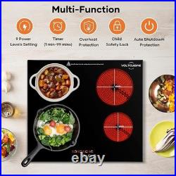 24 Electric Cooktop 6000W Built-in 4 Burner Touch Control 220V-240V Black