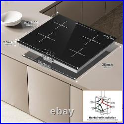 24 Electric Cooktop 6000W Built-in 4 Burner Touch Control 220V-240V Black
