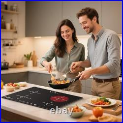 24 Electric Cooktop 6000W Built-in 4 Burner Touch Control 220V-240V Black