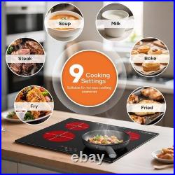24 Electric Cooktop 6000W Built-in 4 Burner Touch Control 220V-240V Black