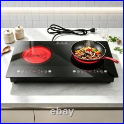 24 Electric Cooktop Plug-in Stove Kitchen 2 Burners Ceramic Cooker 2400W 110V 24 Electric Cooktop Plug-in Stove Kitchen 2 Burners Ceramic Cooker 2400W 110V