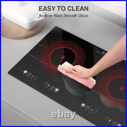 24 Electric Cooktop Plug-in Stove Kitchen 2 Burners Ceramic Cooker 2400W 110V