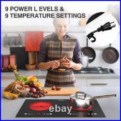 24 Electric Cooktop Plug-in Stove Kitchen 2 Burners Ceramic Cooker 2400W 110V