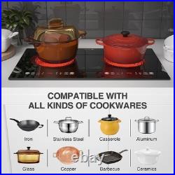 24 Electric Cooktop Plug-in Stove Kitchen 2 Burners Ceramic Cooker 2400W 110V