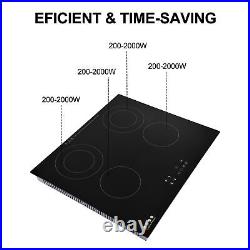 24 Electric Induction Cooktop Ceramic Glass Stove 4 Burners Touch Control