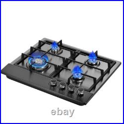 24 Gas Cooktop Stove Top 4 Burners LPG/NG Dual Fuel Stainless Steel