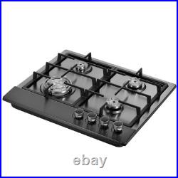 24 Gas Cooktop Stove Top 4 Burners LPG/NG Dual Fuel Stainless Steel