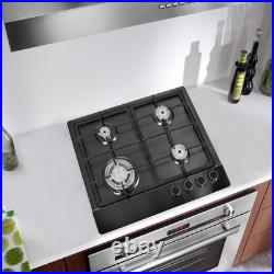 24 Gas Cooktop Stove Top 4 Burners LPG/NG Dual Fuel Stainless Steel