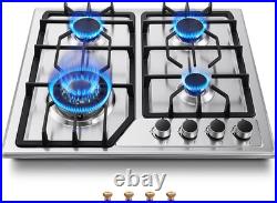 24 Gas Cooktop Stove Top 5 Burners LPG/NG Dual Fuel Stainless Steel