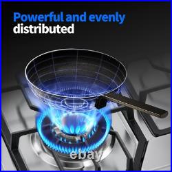 24 Gas Cooktop Stove Top 5 Burners LPG/NG Dual Fuel Stainless Steel