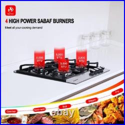 24 In. 4 Burner Gas Cooktop, NG/LPG Cooktops, 4 Burner Thermocouple Protection