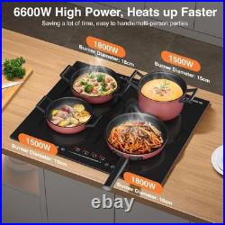 24 Inch Built-in Induction Cooktop, 4 Burner 6600W Electric Cooktop