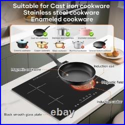 24 Inch Built-in Induction Cooktop, 4 Burner 6600W Electric Cooktop
