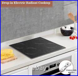 24 Inch Electric Cooktop Hobsir 4 Burners Built-In Electric Stove Top, 9 Heating