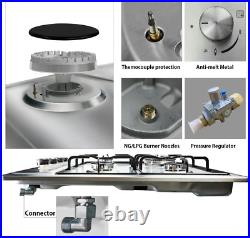 24 Inch Gas Cooktop Gas Stove 4 Burners, Built-In Stainless Steel Gas Hob, NG/LP