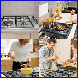 24 Inch Gas Cooktop Gas Stove 4 Burners, Built-In Stainless Steel Gas Hob, NG/LP