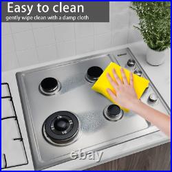 24 Inch Gas Cooktop Gas Stove 4 Burners, Built-In Stainless Steel Gas Hob, NG/LP