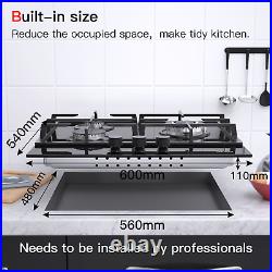 24 Inch Gas Cooktop Stove Top 3 Burner Tempered Glass Built-In LPG/NG Gas Cooker