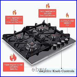 24 Kitchen Built-in Gas Cooktop 4 burners NG/LPG Stainless Steel Tempered Glass