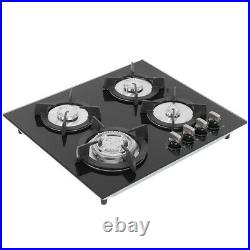 24 Tempered Glass 4 Burners Kitchen Stove Gas Hob LPG/NG Cooktops Cooker Black