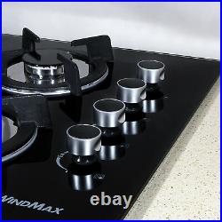 24 Tempered Glass Hob Built-In 4 Burners Stove Tops LPG/NG Gas Cooktop