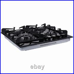 24 in. 4-Burners Black Gas Cooktop in Stainless Steel with NG/LPG Convertible 24 in. 4-Burners Black Gas Cooktop in Stainless Steel with NG/LPG Convertible