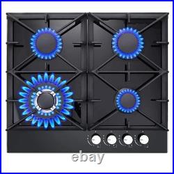 24 in. 4-Burners Black Gas Cooktop in Stainless Steel with NG/LPG Convertible 24 in. 4-Burners Black Gas Cooktop in Stainless Steel with NG/LPG Convertible