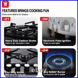 24 in. 4-Burners Black Gas Cooktop in Stainless Steel with NG/LPG Convertible 24 in. 4-Burners Black Gas Cooktop in Stainless Steel with NG/LPG Convertible