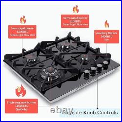 24 in. 4-Burners Black Gas Cooktop in Stainless Steel with NG/LPG Convertible 24 in. 4-Burners Black Gas Cooktop in Stainless Steel with NG/LPG Convertible