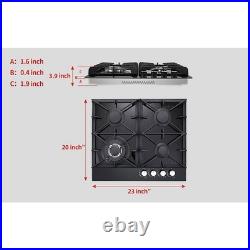 24 in. 4-Burners Black Gas Cooktop in Stainless Steel with NG/LPG Convertible 24 in. 4-Burners Black Gas Cooktop in Stainless Steel with NG/LPG Convertible