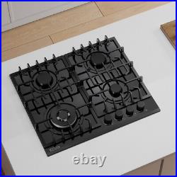 24 in. Gas Stove Cooktop 4 Italy Sabaf Sealed Burners NG/LPG Convertible Temper 24 in. Gas Stove Cooktop 4 Italy Sabaf Sealed Burners NG/LPG Convertible Temper