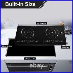 24 inch Built-in Electric Cooktop Radiant Ceramic Cooktop 2 Burners 4000W