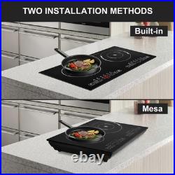 24 inch Built-in Electric Cooktop Radiant Ceramic Cooktop 2 Burners 4000W