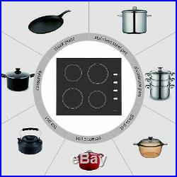 24 inch Electric Induction Cooktop Smooth Glass Surface with 4 Burners Kitchen