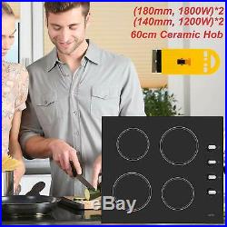 24 inch Electric Induction Cooktop Smooth Glass Surface with 4 Burners Kitchen