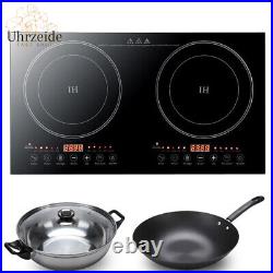 2400W 110V Electric 2-Burners Built in Dual Induction Cooker Cooktop Countertop