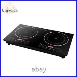 2400W 110V Electric 2-Burners Built in Dual Induction Cooker Cooktop Countertop