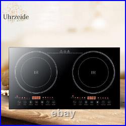 2400W 110V Electric 2-Burners Built in Dual Induction Cooker Cooktop Countertop