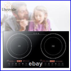 2400W 110V Electric 2-Burners Built in Dual Induction Cooker Cooktop Countertop