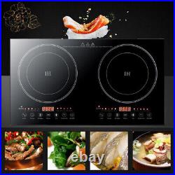 2400W 110V Electric 2-Burners Built in Dual Induction Cooker Cooktop Countertop