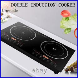2400W 110V Electric 2-Burners Built in Dual Induction Cooker Cooktop Countertop