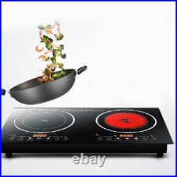 2400W 2 Burners Cooktop Stove Electric Induction/Ceramic Cooker Countertop 110V 2400W 2 Burners Cooktop Stove Electric Induction/Ceramic Cooker Countertop 110V